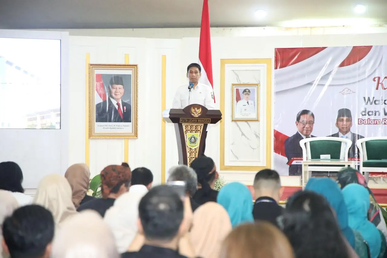Wamendagri, Akhmad Wiyagus dalam acara pertemuan penguatan komitmen dan aksi nyata dalam upaya percepatan eliminasi TBC do Gedung Serbaguna I pemda Kab. Bogor, kamis (26/2/2026).