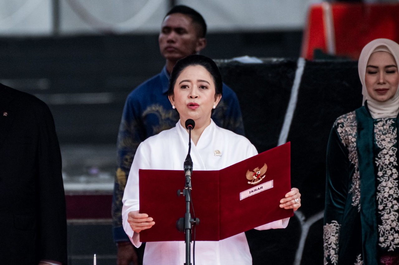 Puan Maharani Membacakan Ikrar Kesaktian Pancasila Sebelum Pelantikan Anggota DPR RI Periode 2024-2029