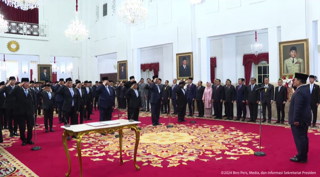 Prabowo Lantik 48 Menteri Kabinet Merah Putih