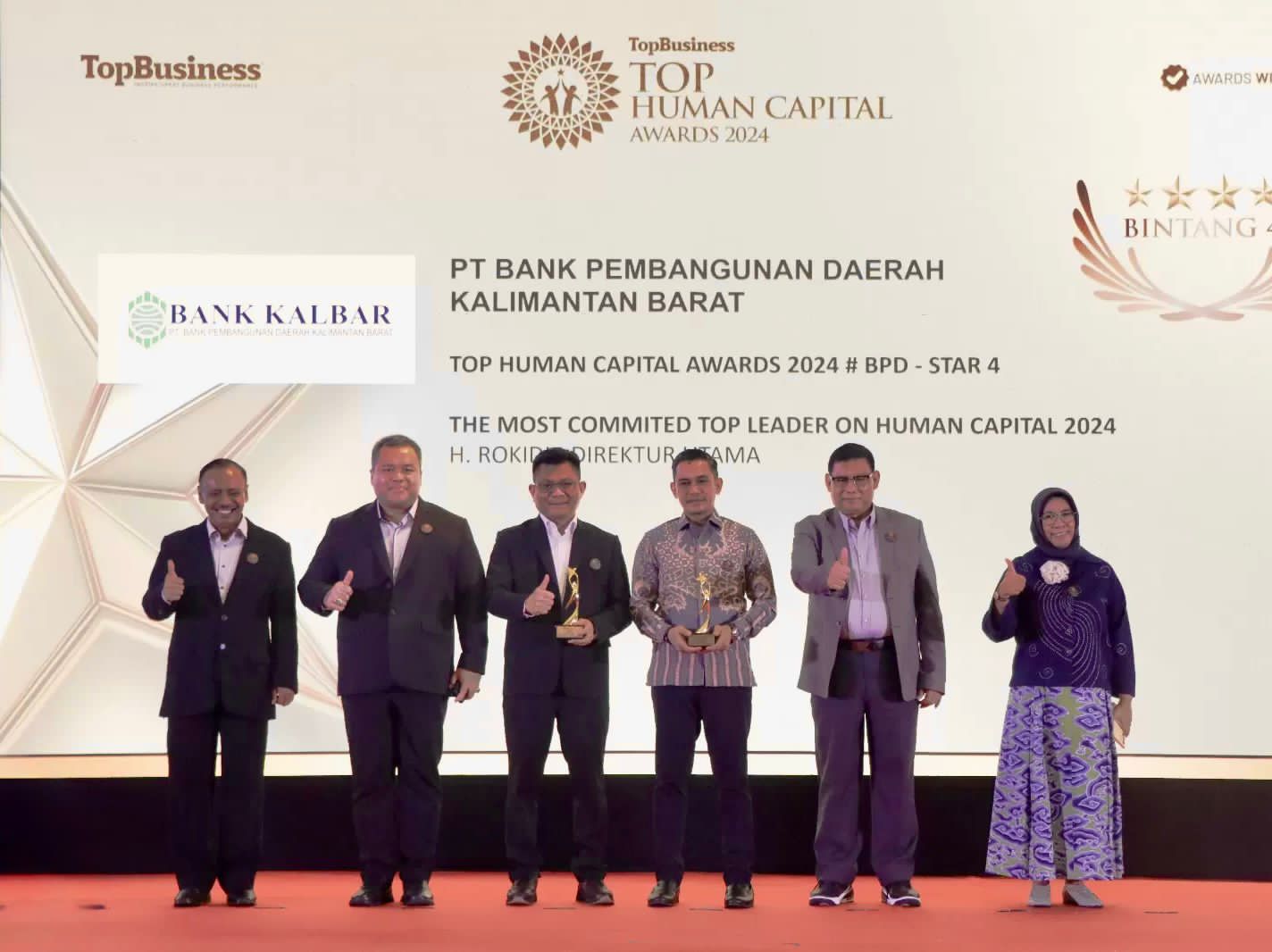 Komitmen Pengembangan SDM, Bank Kalbar Raih Penghargaan Top Human Capital 2024