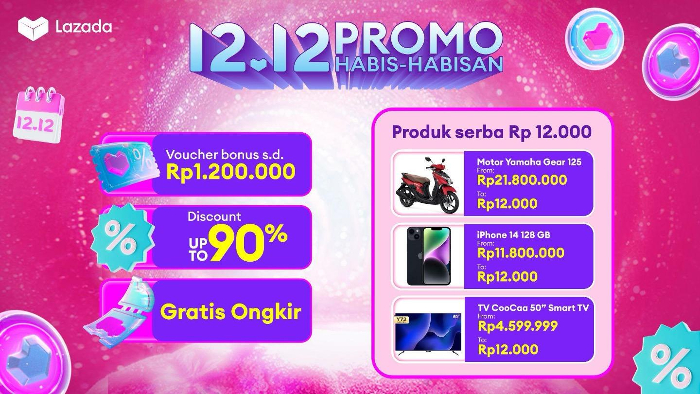 WOW! Lazada 12.12 Promo Habis-Habisan, Produk Berharga Jutaan Dibandrol Rp 12 Ribuan