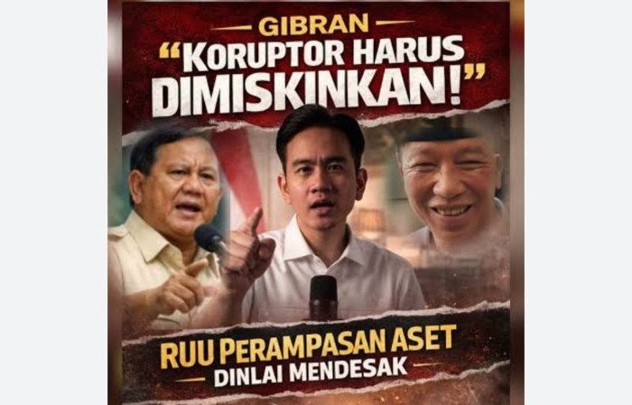 Gibran: Koruptor Harus Dimiskinkan! Segera Sahkan RUU Perampasan Aset, DPR Jangan Banyak Alasan!