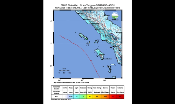 Gempa Bumi Magnitudo 6,4 Guncang Aceh dan Sumut