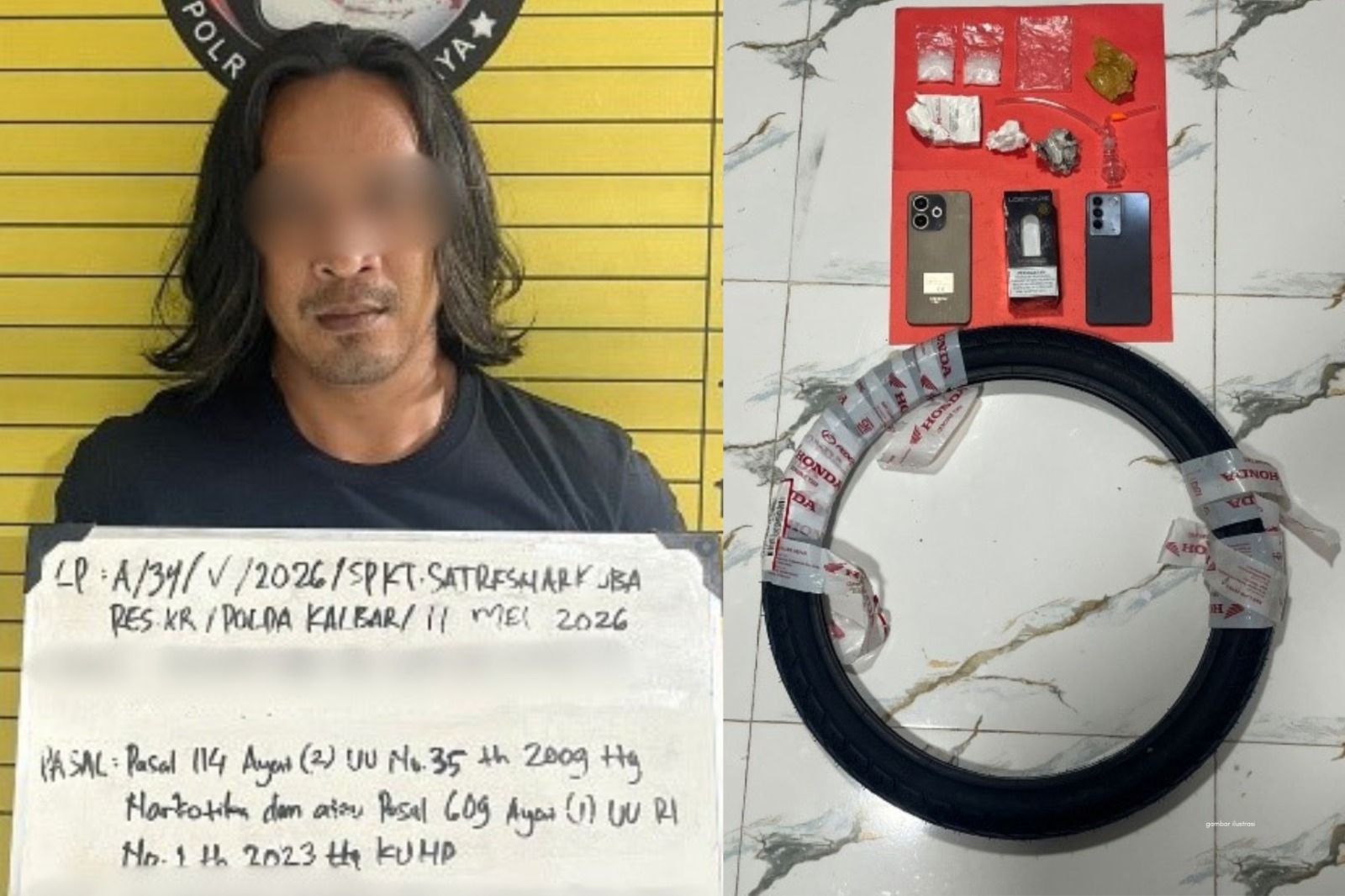 Polisi Bongkar Penyelundupan Sabu di Kubu Raya Dalam Paket Ban Motor