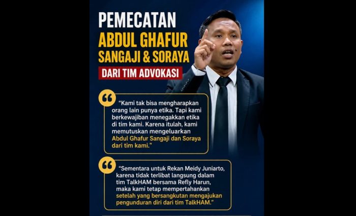 Abdul Ghafur Sangaji dan Soraya Dipecat dari Tim Advokasi Roy Suryo CS