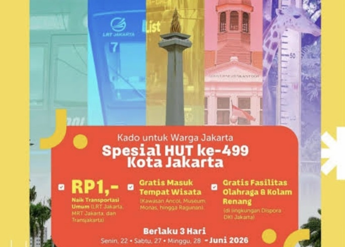 Tarif Transjakarta Rp1 Spesial HUT ke-499 Jakarta pada 22, 27, 28 Juni 2026