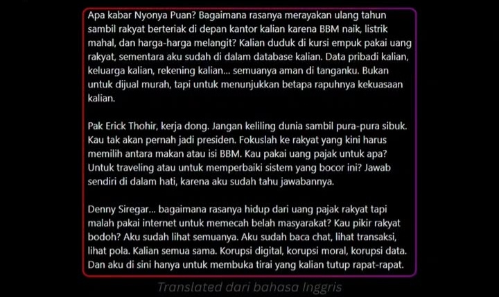 Bjorka Kembali Muncul? Beberapa Tokoh Pemerintah Langsung Disenggol