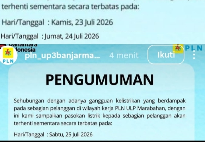 PLN Tak Bisa Komitmen? Pemadaman Listrik Bergilir Masih Terjadi di Wilayah Banjarmasin