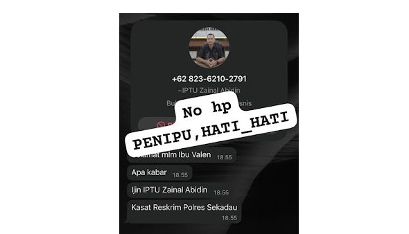 Nama Kasat Reskrim Dicatut Pelaku Penipuan Atas Nama Polisi Menggunakan WhatsApp Palsu