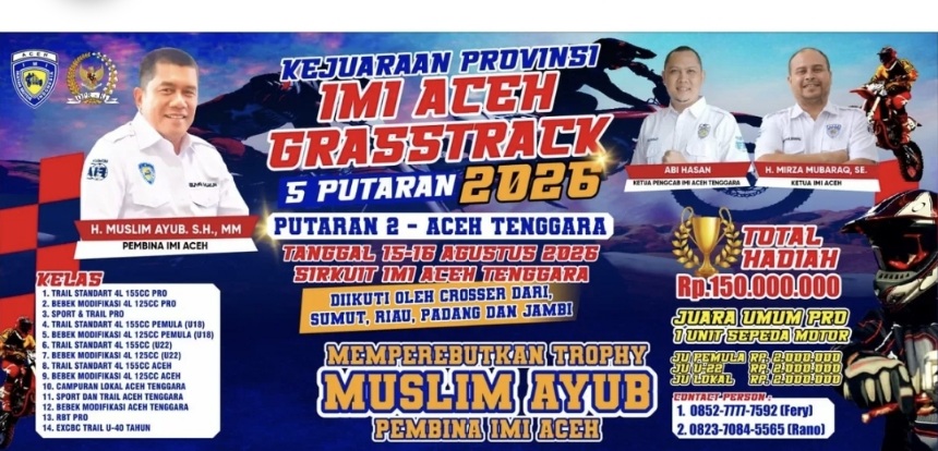 Gelar Kejuaraan Grasstrack Aceh Tenggara 2026, H. Muslim Ayub Bangun Telenta Pebalap Sumatera