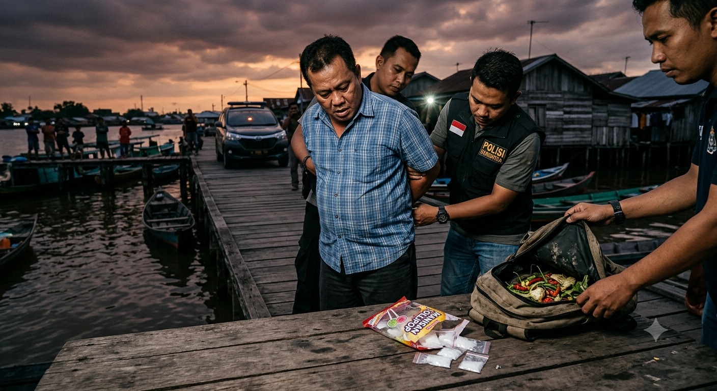 Nyamar Jadi Pedagang Sayur Residivis Kasus Narkoba Kembali Ditangkap Polisi di Sungai Raya