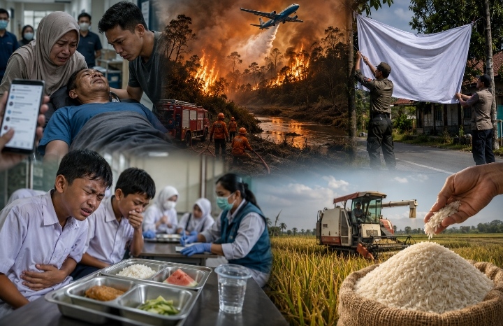 Spanduk Tangkap Jokowi, Karhutla Kalteng Membara dan Keracunan MBG