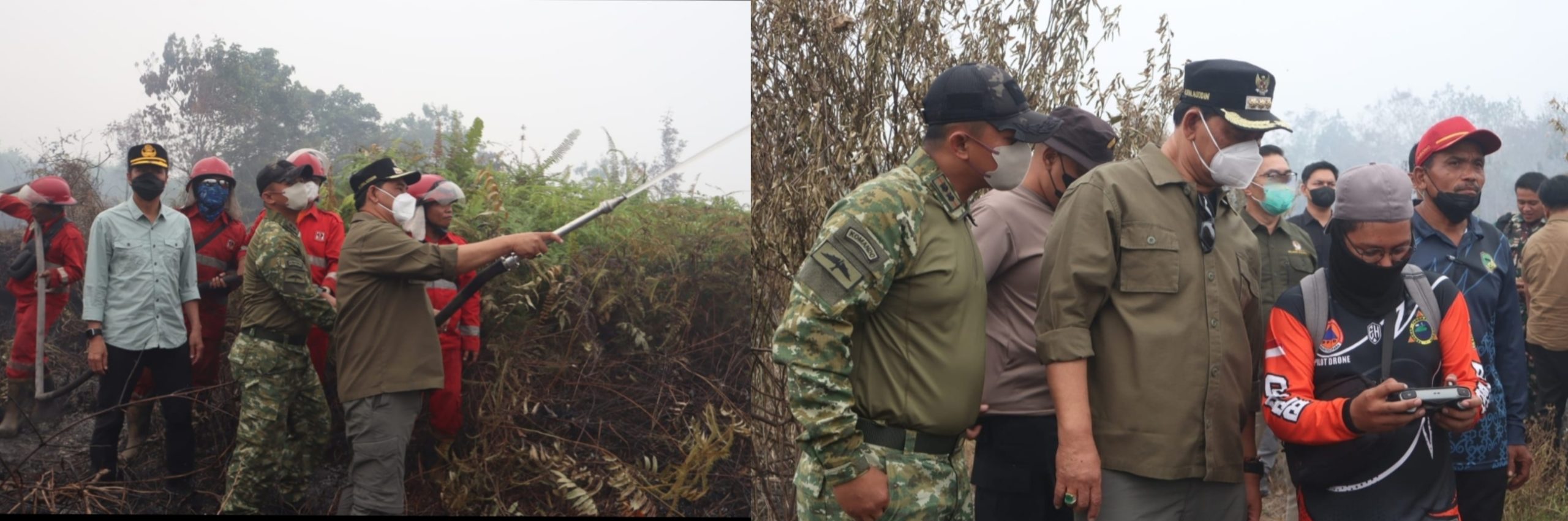 Bupati Barito Utara Bersama Forkopimda Turun Langsung Padamkan Karhutla di Desa Trahean
