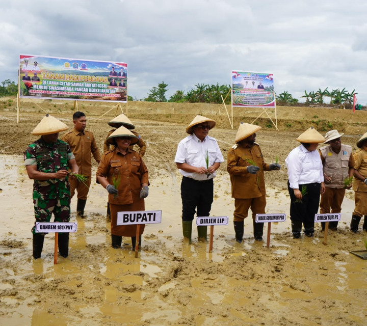 Perkuat Kemandirian Pangan Papua, Kementan Mulai Penanaman Perdana Lahan Cetak Sawah di Sorong Selatan