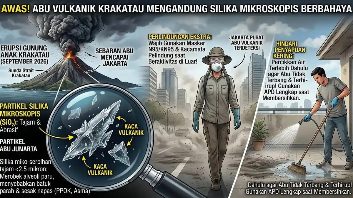 Bahaya Partikel Kaca pada Abu Anak Krakatau, Robek Paru Paru