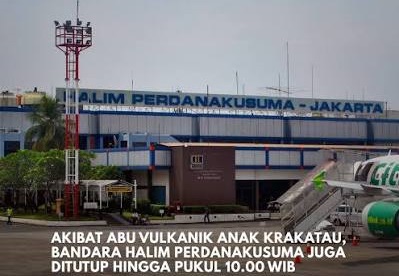 Batas Waktu Penutupan Bandara Halim Perdanakusuma Diperpanjang Gegara Abu Gunung Anak Krakatau