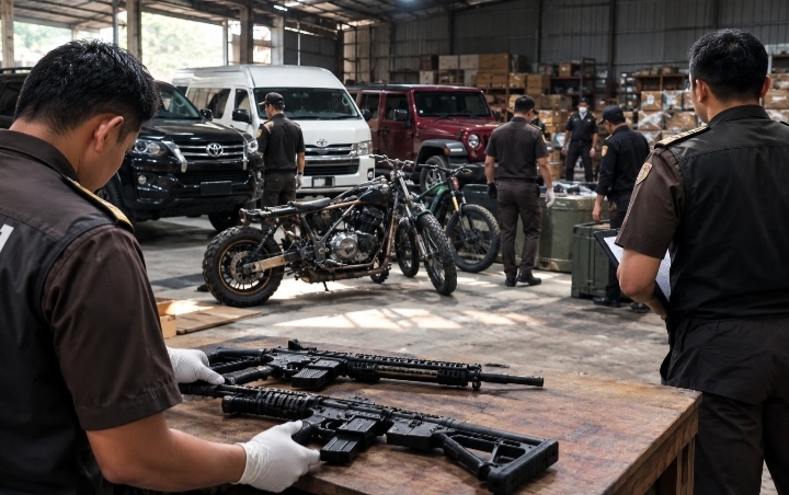 Kejari Batola Geledah Gudang Aset Tersangka Korupsi, Dua Senapan Diduga Airsoft Gun Ditemukan