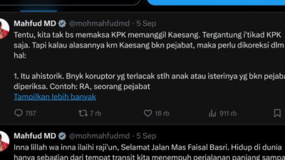 Mahfud MD Kritisi Alasan KPK Tak Panggil Kaesang dan Pasif Usut Dugaan Gratifikasinya 