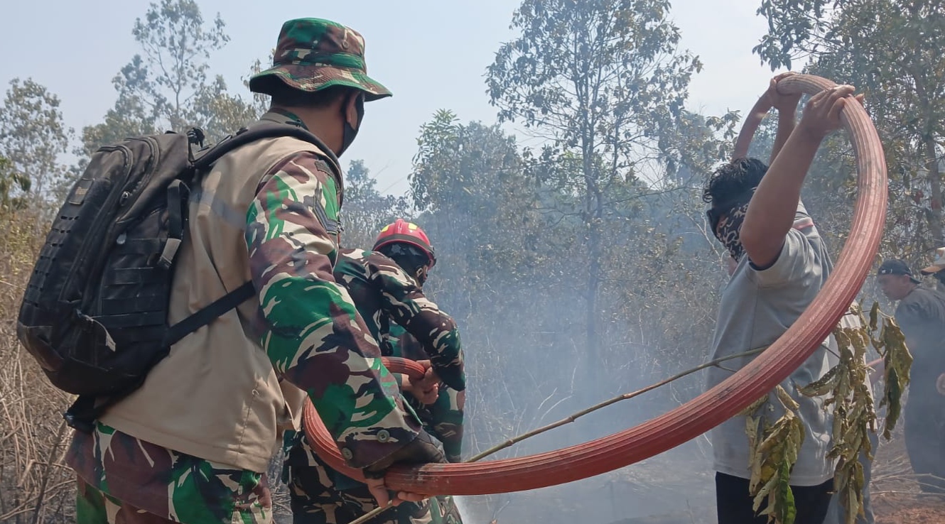 Tim gabungan melakukan pemadaman kebakaran hutan dan lahan (Karhutla) yang melanda kawasan Taman Nasional Way Kambas (TNWK), Lampung Timur, Lampung. (FAKTANASIONAL/HO).